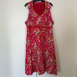 Signature‎ by Sangria Vibrant Floral Midi Dress - Red and Pink | Size 12